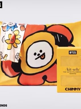 Kitsch BT21 Chimmy Yellow & Orange Satin King Pillowcase